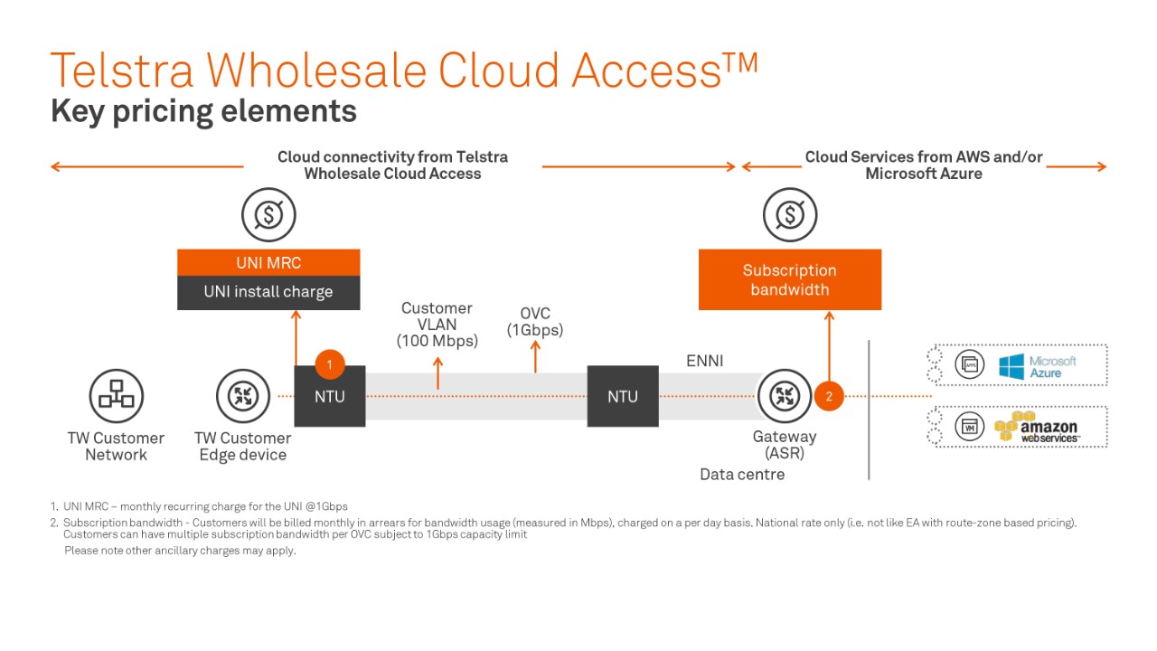 Telstra Wholesale Cloud Access Key Pricing Elements