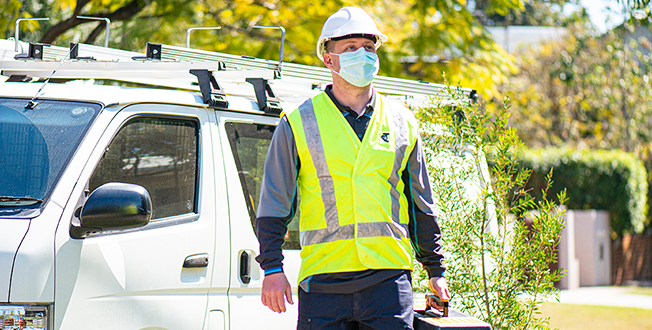 Worker attending a site