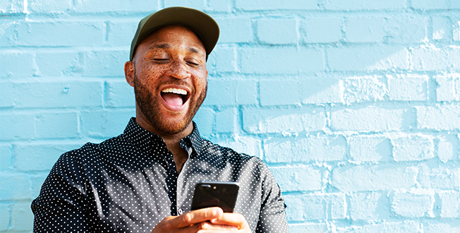 Man receiving a message on phone